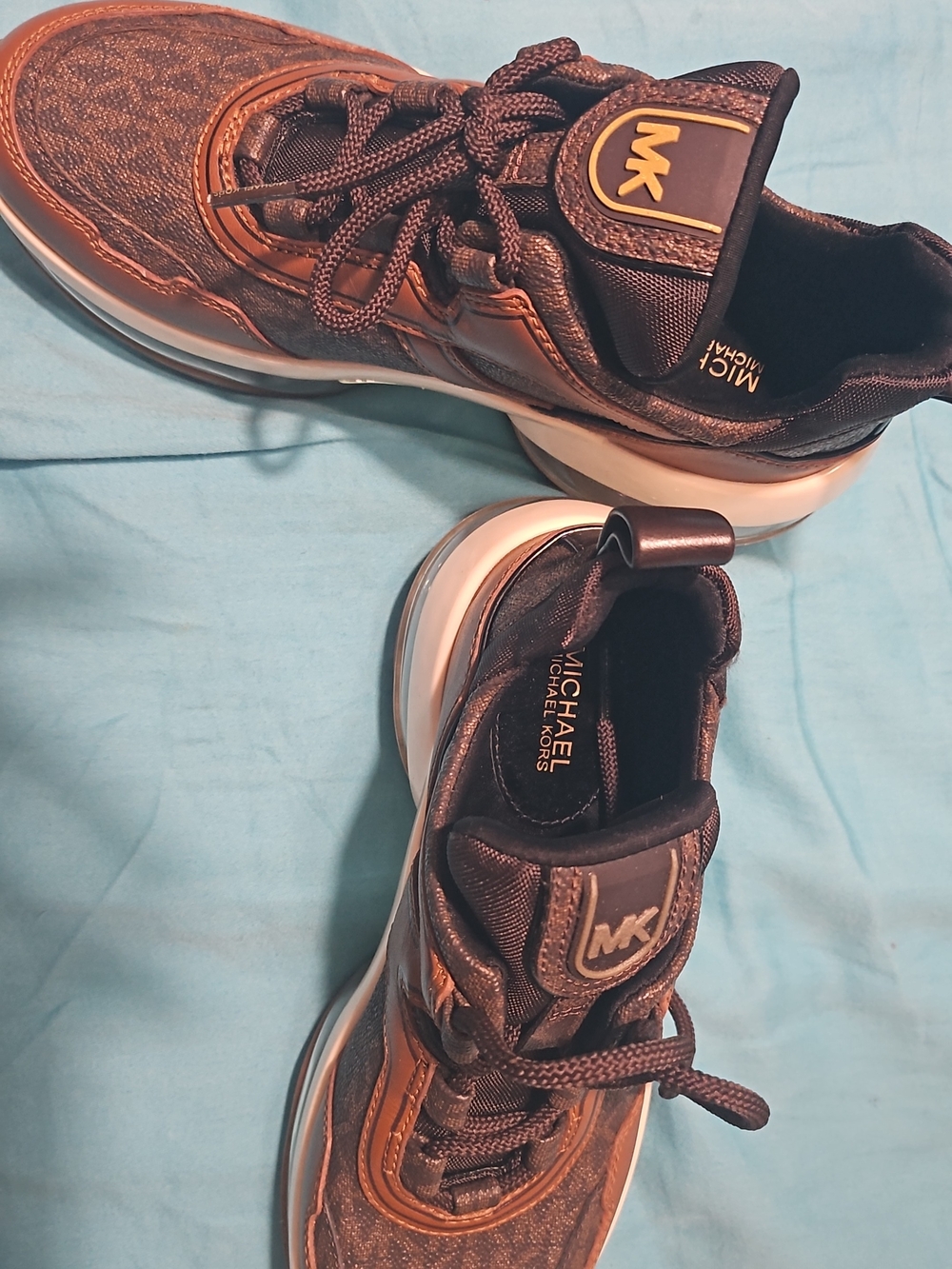 Michael Kors MK Logo Platform Sneakers in Black and Brown